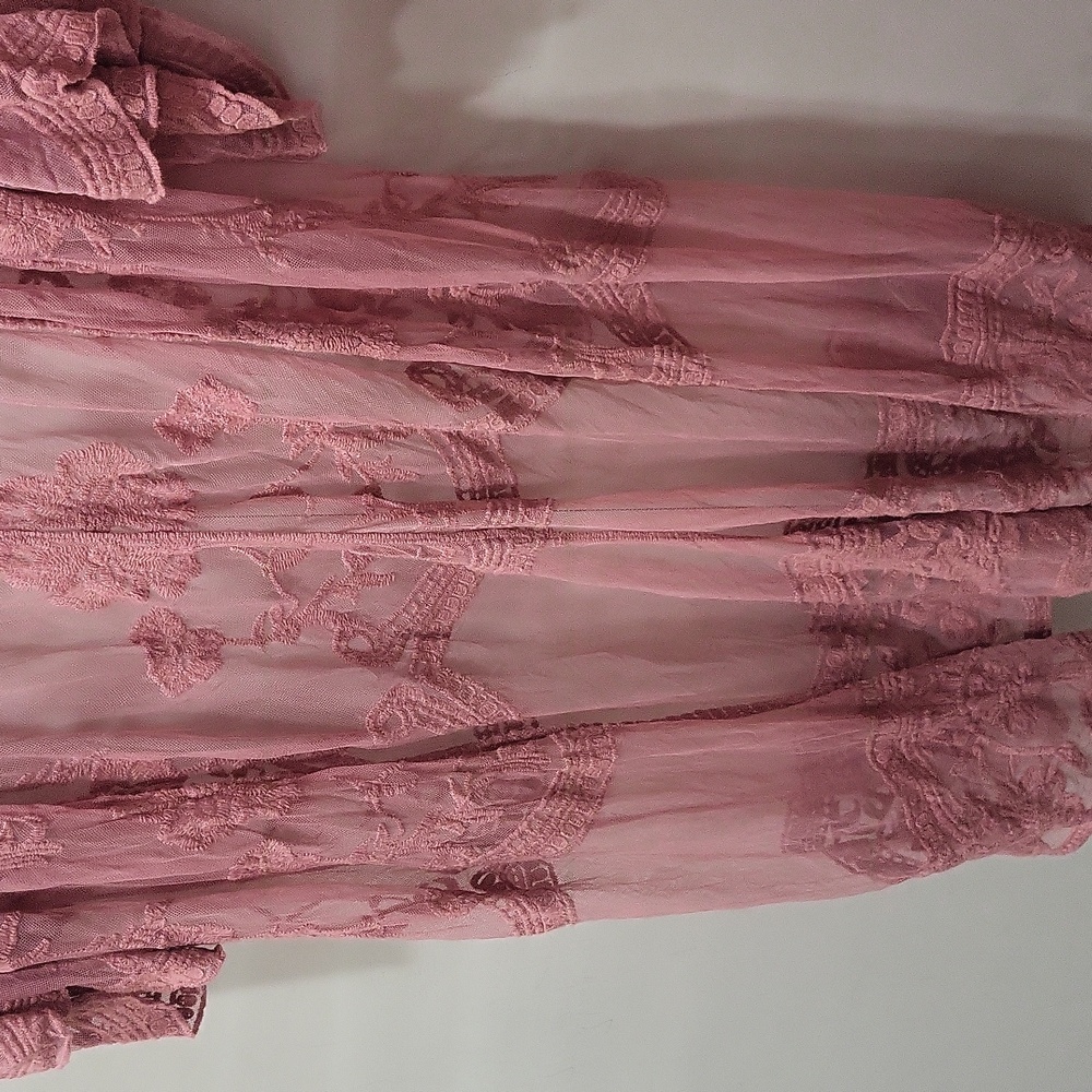 Delicate Lace Kimono Robe - Mauve - Picture 3 of 6
